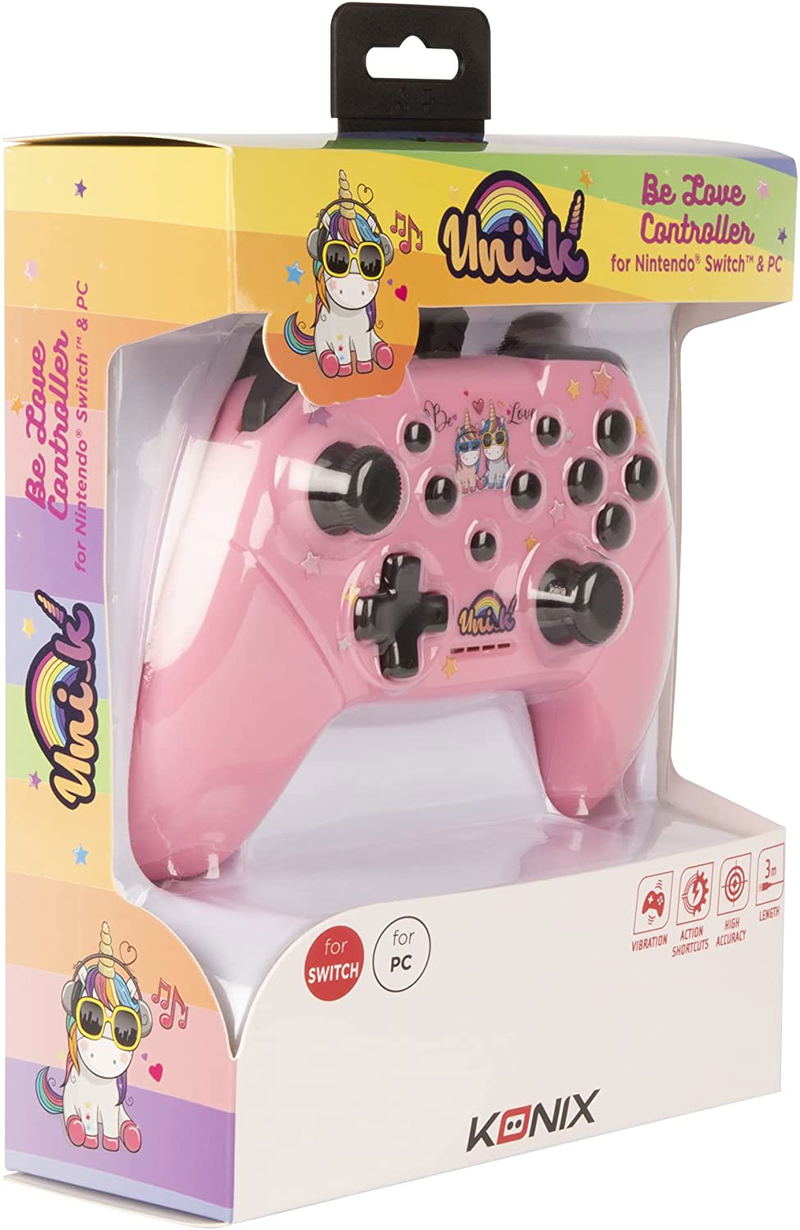Konix Unik Switch Wired Controller for Nintendo Switch (Be Love Pink) image 4