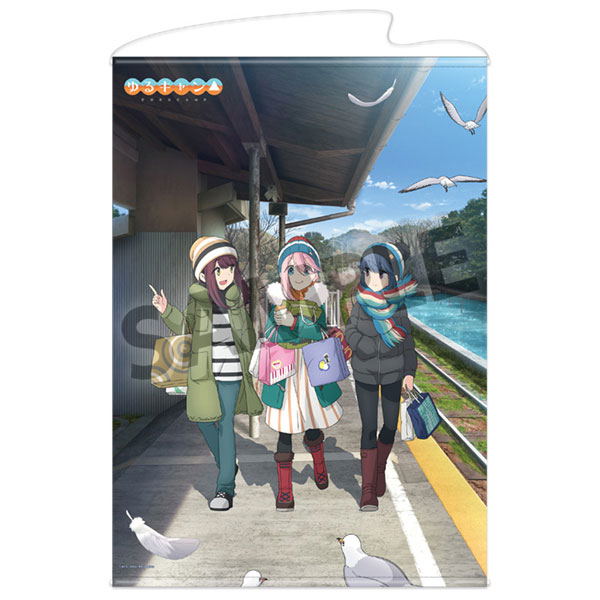 Yuru Camp Original Illustration B1 Wall Scroll: Nadeshiko & Rin & Ayano Hamamatsu Souvenir Version image 1