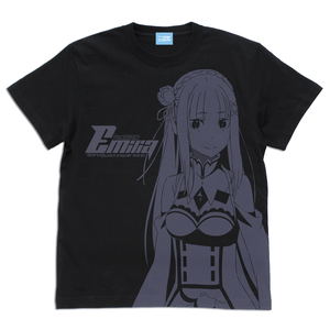 Re:ZERO -Starting Life in Another World- Emilia All Print T-shirt Black (S Size)_