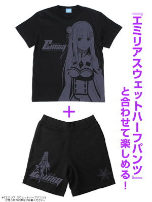 Re:ZERO -Starting Life in Another World- Emilia All Print T-shirt Black (S Size)_