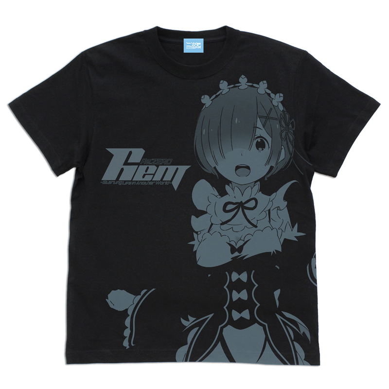 Re:Zero - Starting Life In Another World Rem All Print T-shirt Black (XL Size) image 1