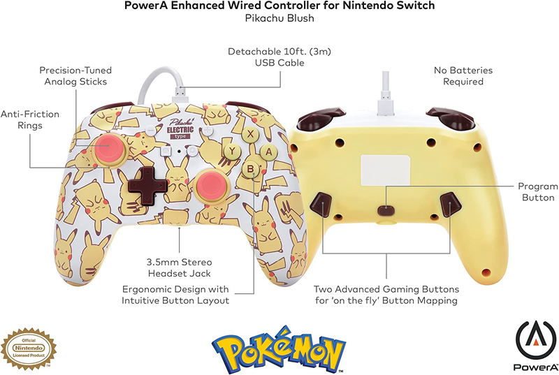PowerA Enhanced Wired Controller for Nintendo Switch (Pikachu Blush) image 5