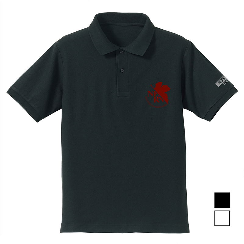 Evangelion Nerv Embroidery Polo Shirt Black (XL Size) image 1