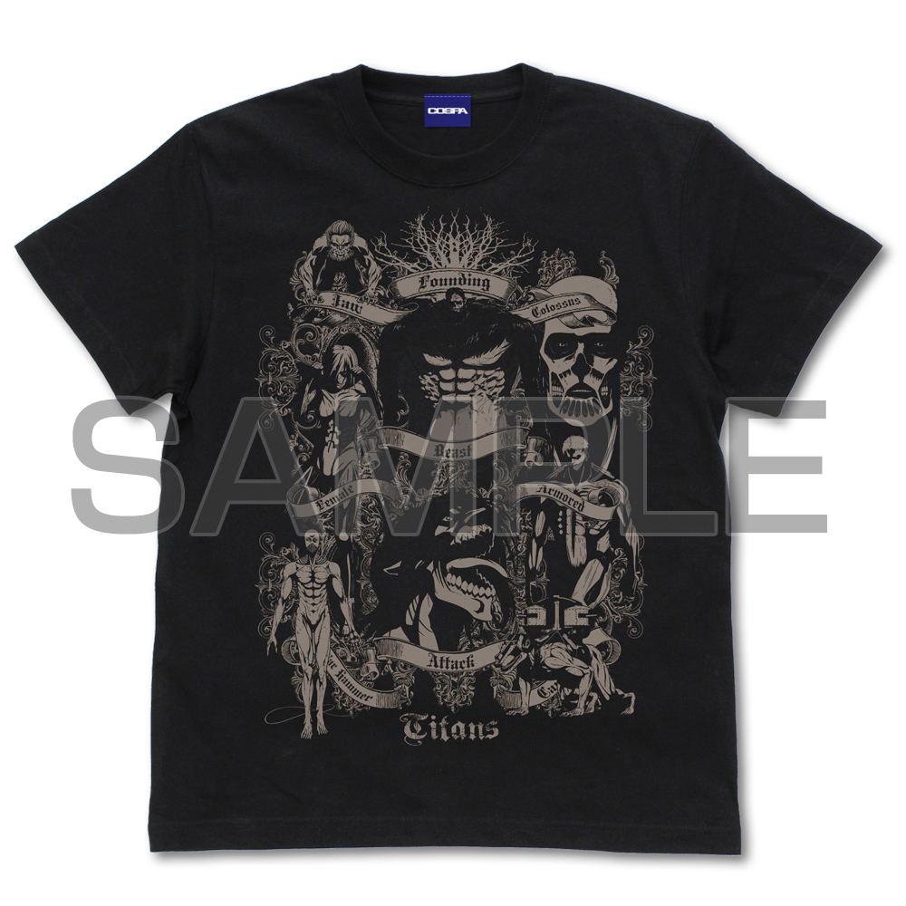 Attack on Titan Nine Titans T-shirt Black (L Size)