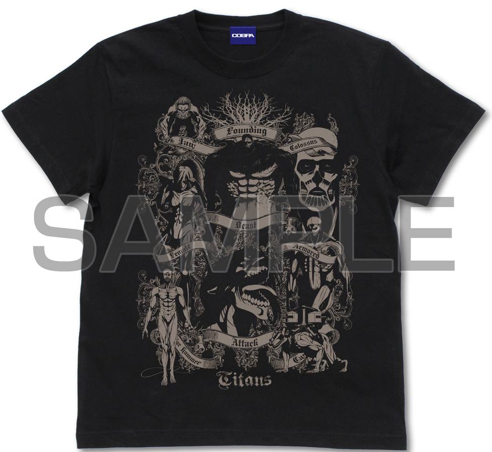 Attack on Titan Nine Titans T-shirt Black (XL Size)
