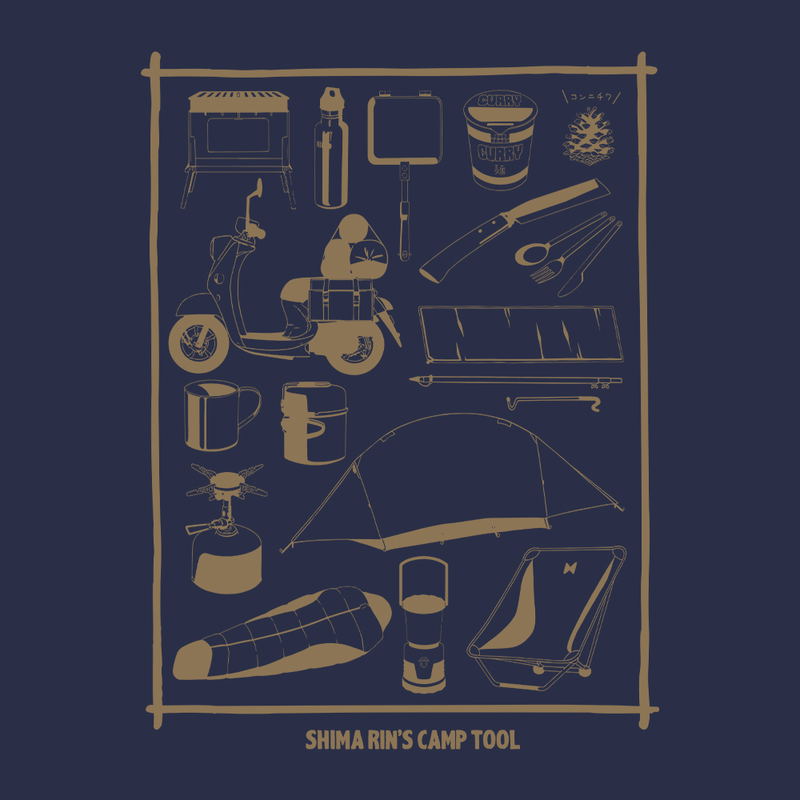 Yuru Camp - Rin Shima Camp Tool T-shirt Indigo (L Size) image 2