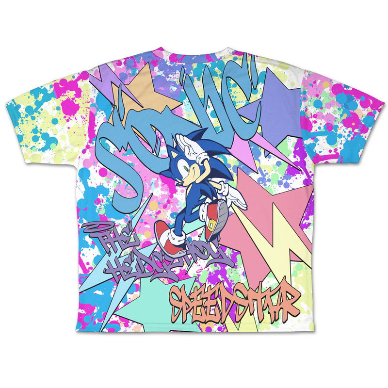 Sonic the Hedgehog Double-sided Full Graphic T-Shirt Graffiti Ver. (Size L) image 3