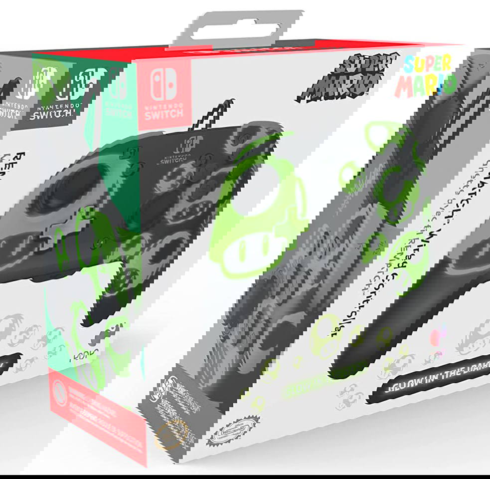 PDP Rematch Wired Controller for Nintendo Switch (1-Up Glow in the Dark ...