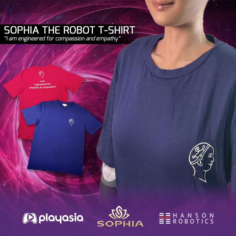 Sophia The Robot T-shirt Women:"I'm Engineered for Empathy & Compassion" (Pink | Size M) image 1