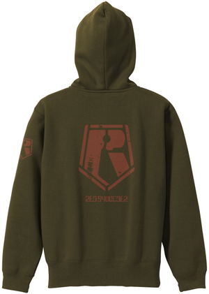 Armored Trooper Votoms - Red Shoulder Custom Zip Hoodie (Moss | Size S)_