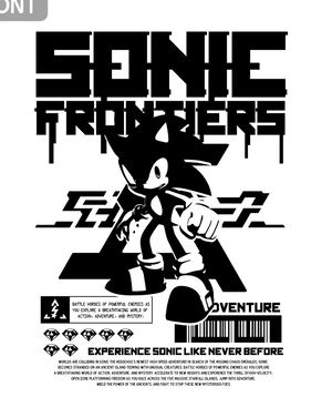 Sonic Frontier Big Silhouette T-Shirt (White | Size L)_