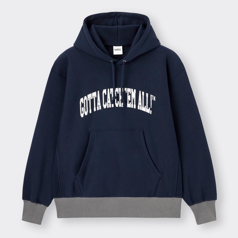 GU Pokemon Heavyweight Big Sweat Pullover Hoodie (Navy | Size M)