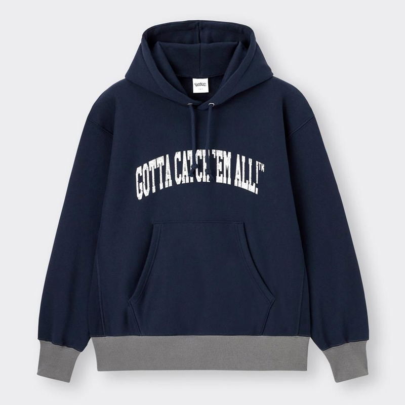 GU Pokemon Heavyweight Big Sweat Pullover Hoodie (Navy | Size M) image 1