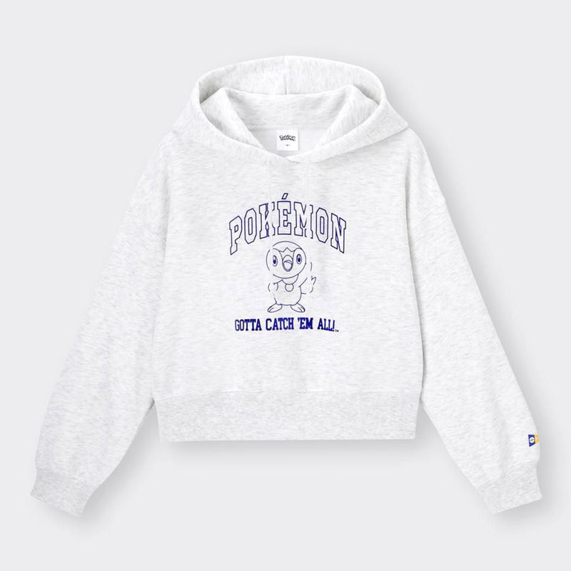 GU Pokemon Cropped Graphic Pullover Hoodie (Light Gray | Size XL) image 1