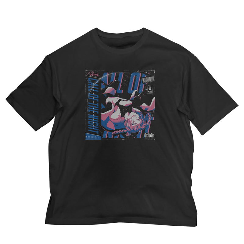 Call of the Night - Nazuna Record Jacket Big Silhouette T-Shirt (Black | Size XL) image 1