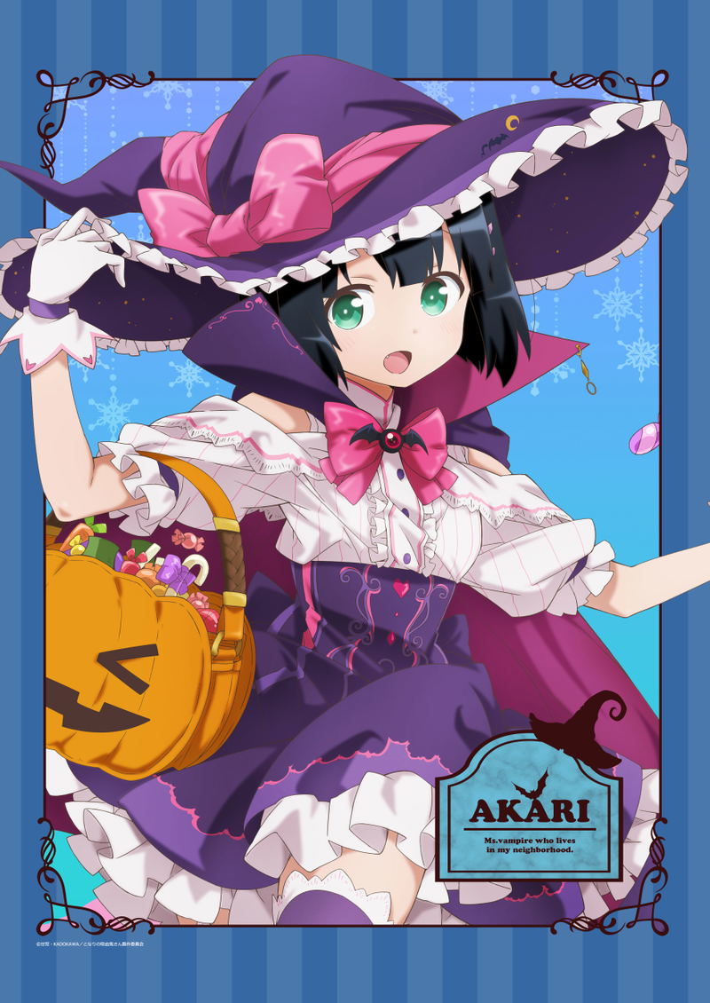 Ms. Vampire Who Lives In My Neighborhood Original Illustration Halloween B2 Wall Scroll: Akari image 2
