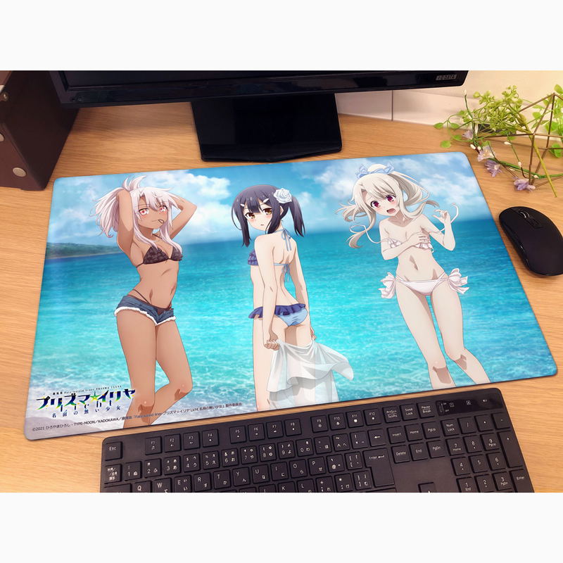 Fate/kaleid Liner Prisma Illya: Licht Nameless Girl Original Illustration Rubber Mat: Illya & Miyu & Chloe / Swimwear image 2