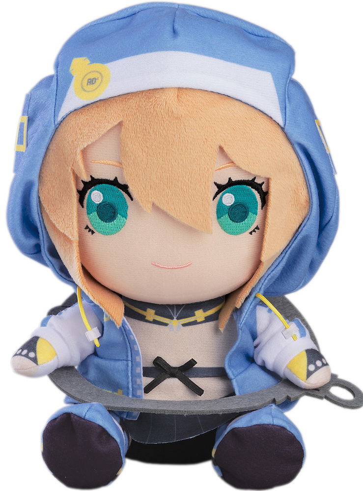 bridget from guilty gear finds a blue shark plush in a