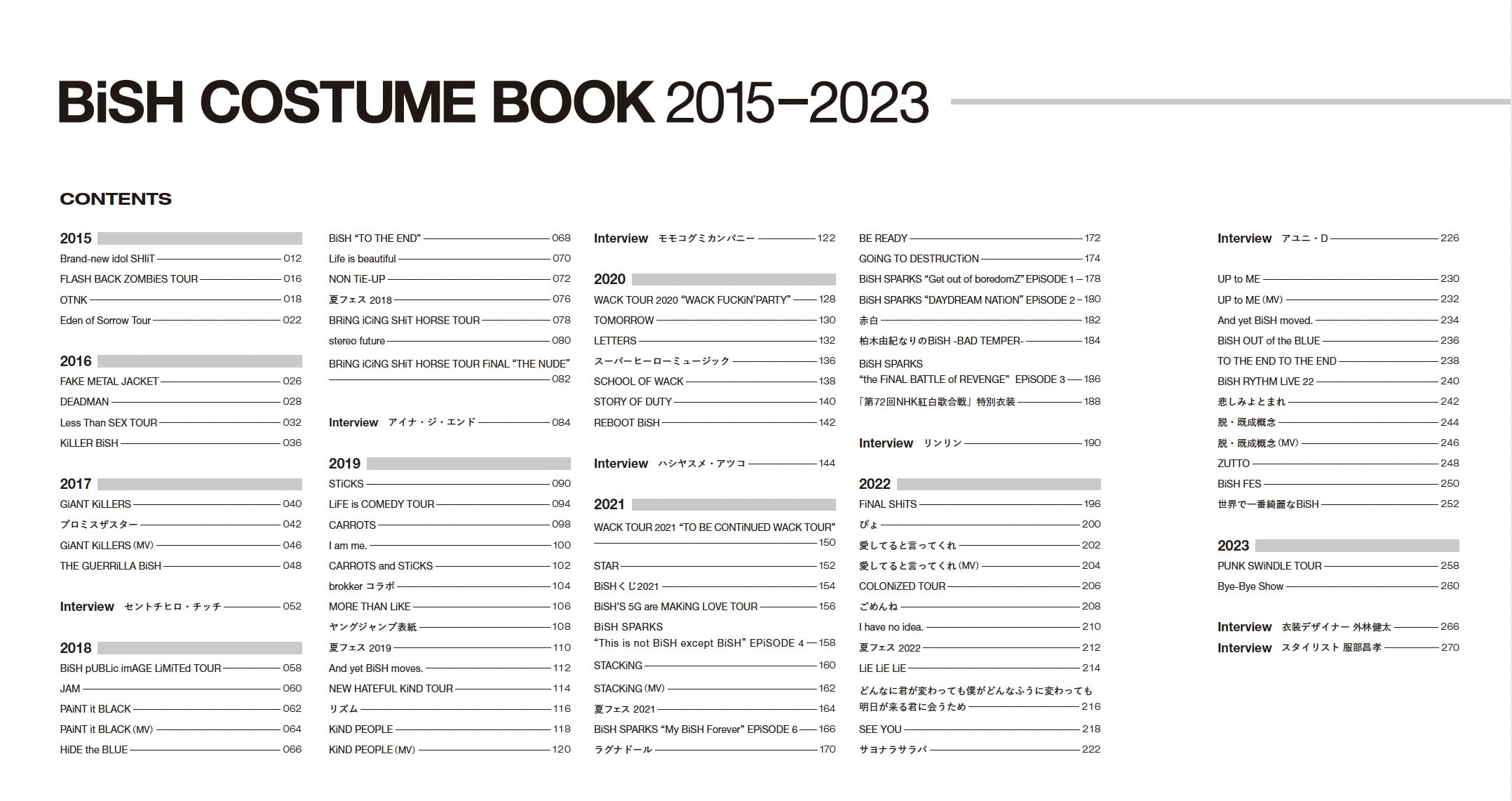 Bish Costume Book 2015-2023