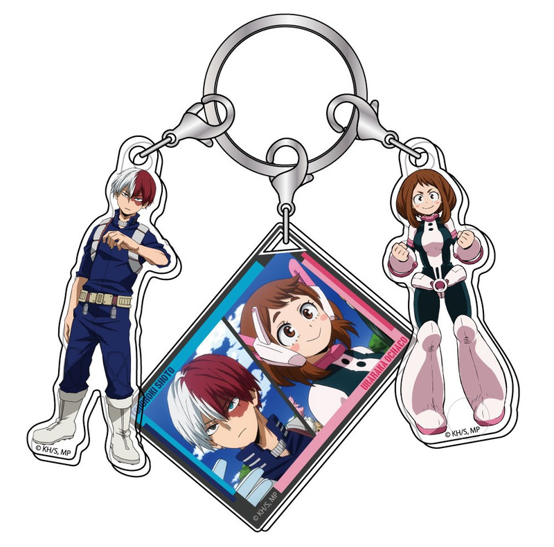 My Hero Academia: 3 Charm Key Chain - Todoroki Shoto & Uraraka Ochaco image 1