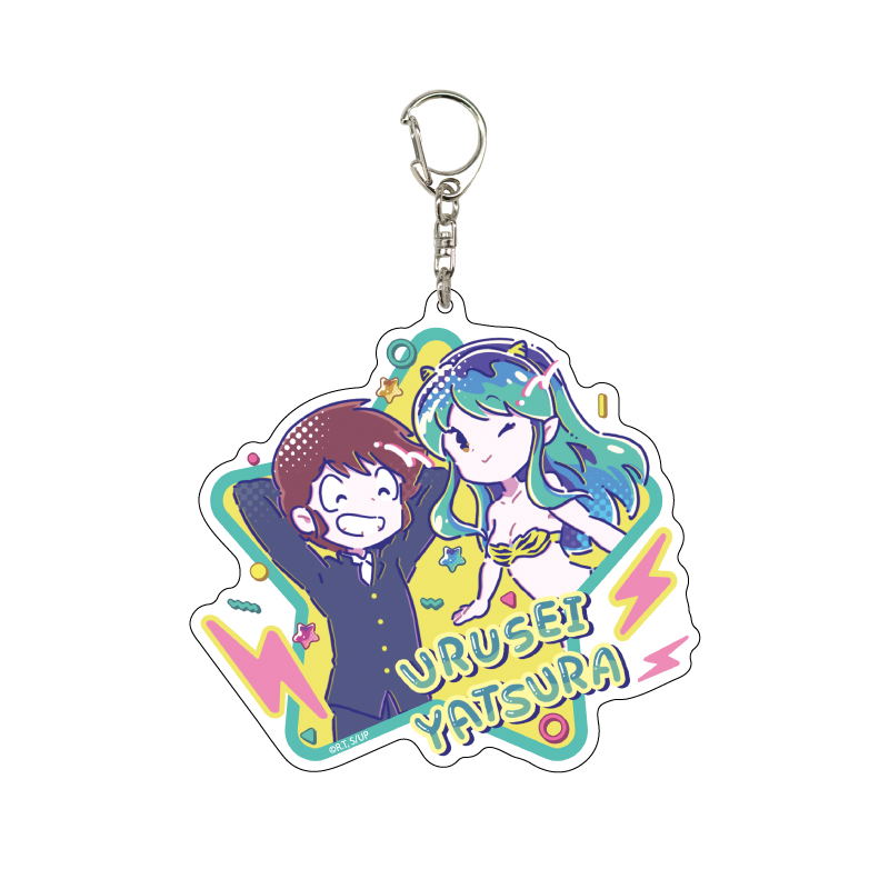Urusei Yatsura - 01 Ataru & Lum Candy Art Illustration Deka Acrylic Keychain image 1