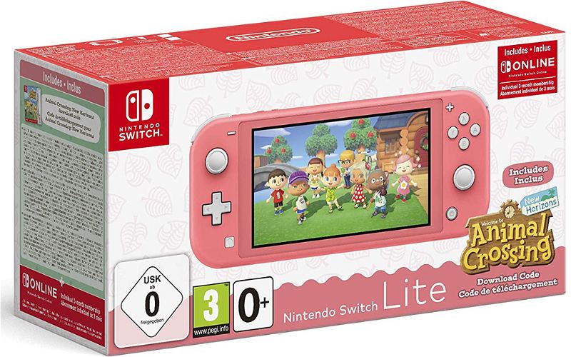 Nintendo Switch Lite Console, Coral - Animal Crossing: New