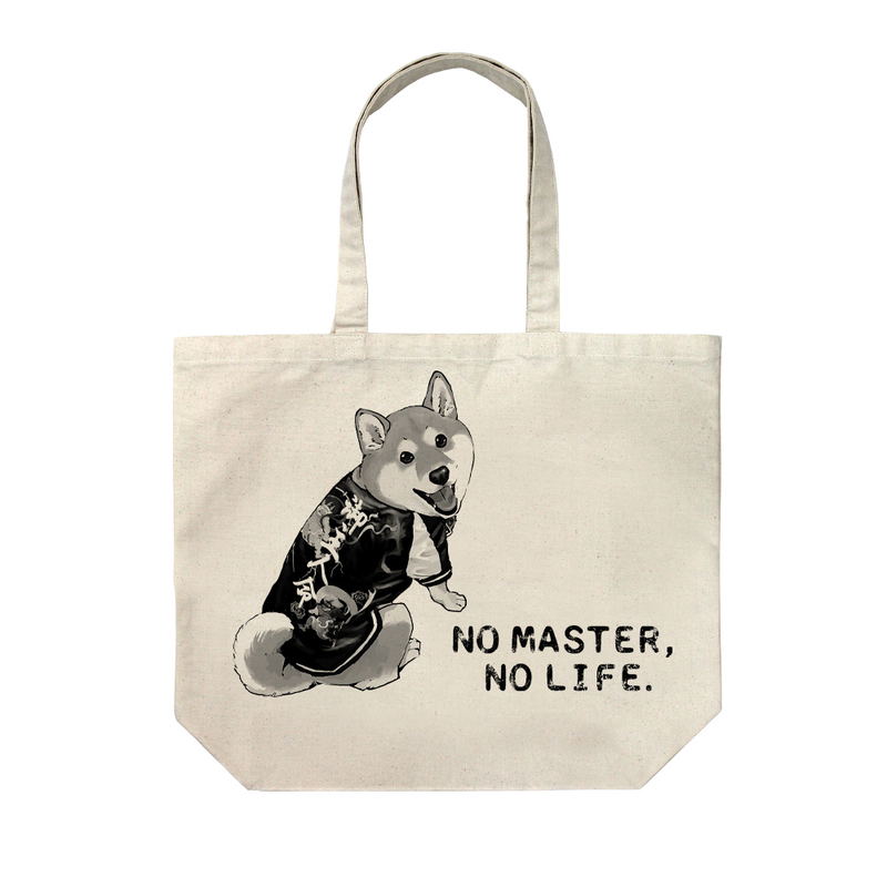 Doomsday with My Dog - No Master No Life Large Tote Bag (Natural) image 1