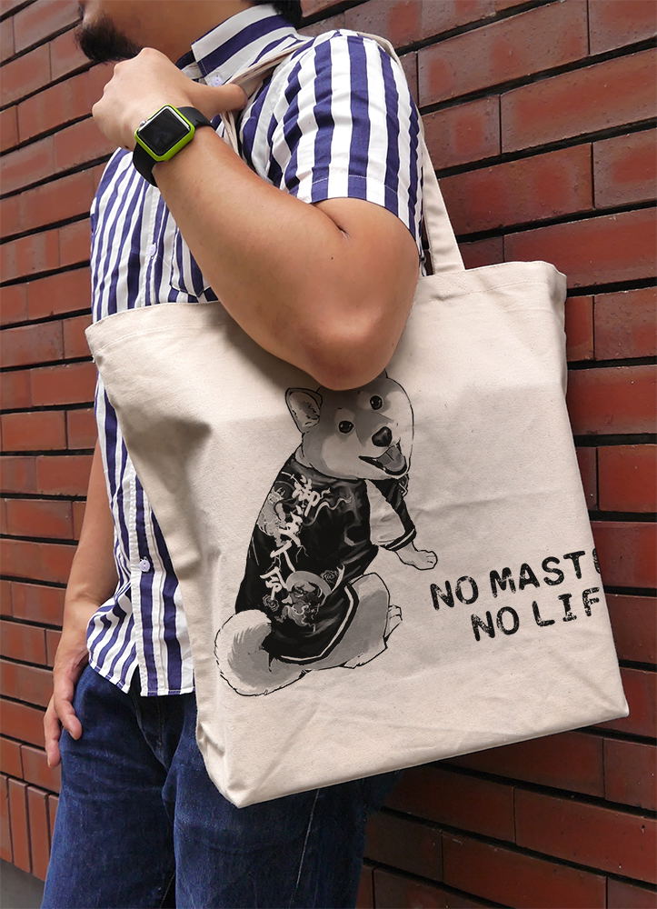Doomsday with My Dog - No Master No Life Large Tote Bag (Natural) image 2