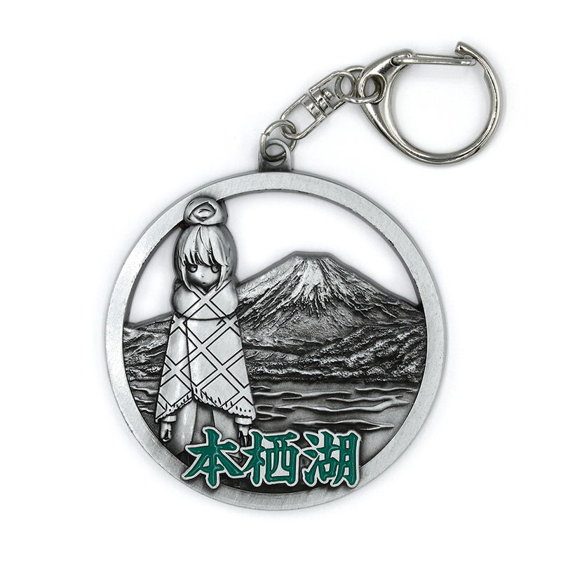 Yurucamp △ Shima Rin And Motosuko Metal Key Chain image 1