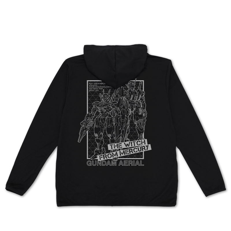 Mobile Suit Gundam Witch of Mercury: Gundam Aerial Thin Dry Hoodie (Black | Size S) image 1