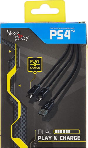 Steelplay - Dual Play  and  Charge Cable for PS4 Controllers (Black)_