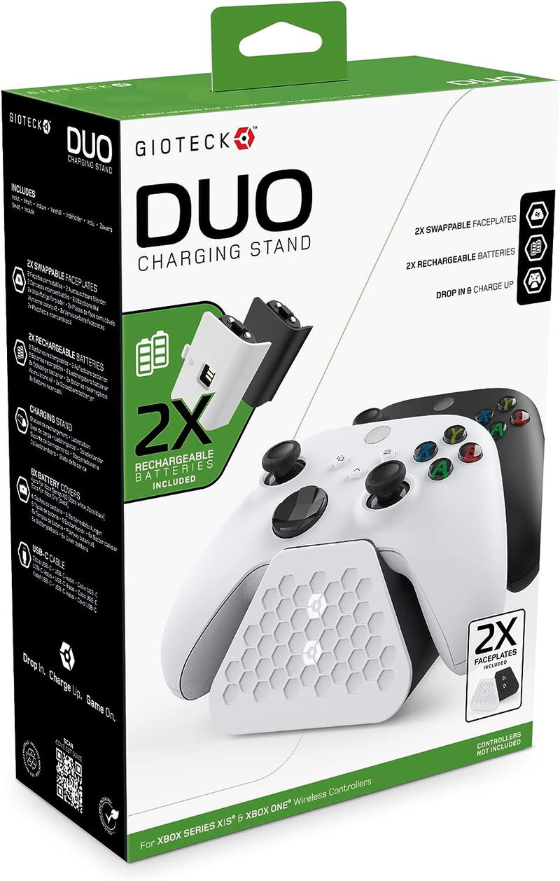 Gioteck Wireless Controller Duo Charging Stand For Xbox Series X|S / Xbox One (White/Black) image 1
