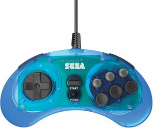 Retro-Bit SEGA Genesis 8-Button Arcade Pad with USB (Clear Blue)_