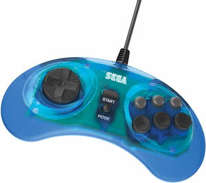 Retro-Bit SEGA Genesis 8-Button Arcade Pad with USB (Clear Blue)_