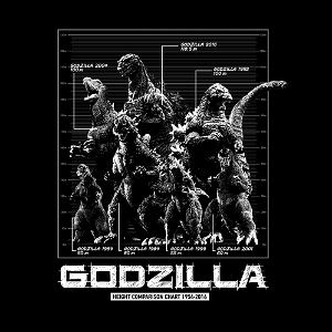 Godzilla Successive Godzilla Height Comparison Chart T-shirt (Sumi | Size M)