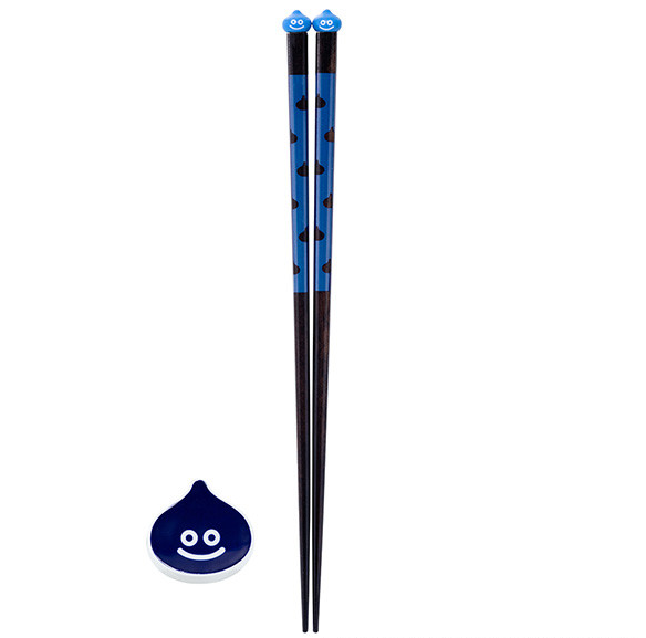 Dragon Quest Smile Slime Japanese Series Chopsticks &amp; Chopstick Rest Set Blue (Re-run)