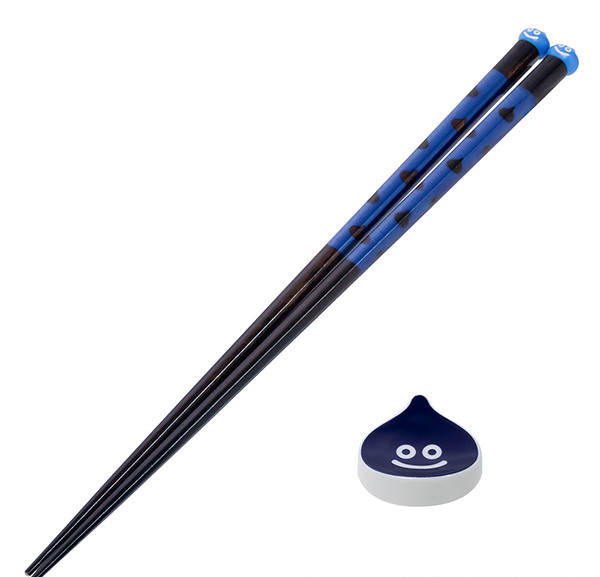 Dragon Quest Smile Slime Japanese Series Chopsticks & Chopstick Rest Set Blue (Re-run) image 2