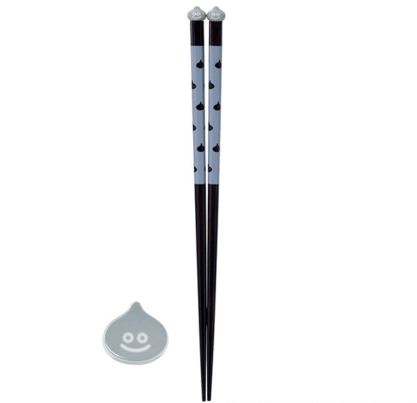 Dragon Quest Smile Slime Japanese Series Chopsticks & Chopstick Rest Set Gray (Re-run) image 1