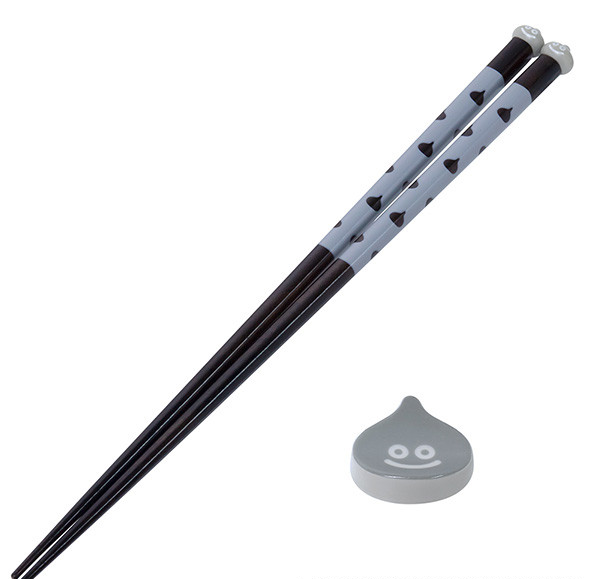 Dragon Quest Smile Slime Japanese Series Chopsticks & Chopstick Rest Set Gray (Re-run) image 2