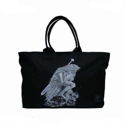 Elden Ring × Torch Torch Blaidd the Half-Wolf Zip Tote Bag (Black) image 1