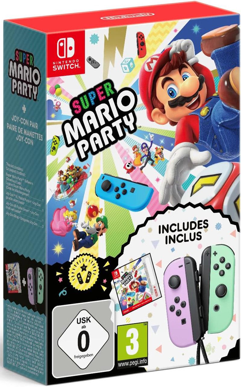 Purple Switch Mario / Green) Party Joy-Con Super (Pastel Pastel Nintendo for Bundle