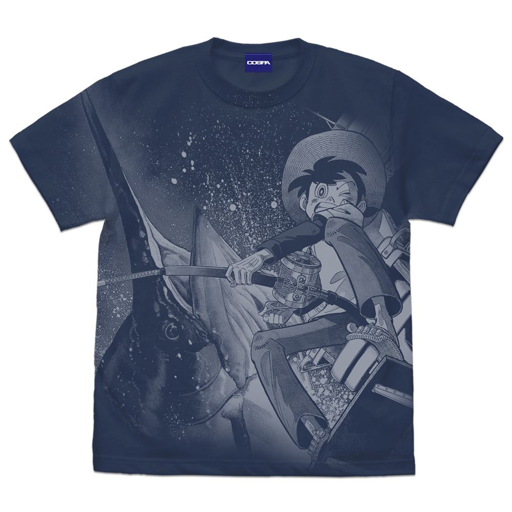Tsurikichi Sanpei Reel it! Sea Ver. All print T-shirt (Slate