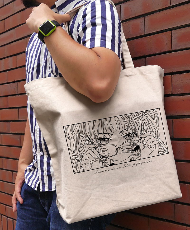 The Girl I Like Forgot Her Glasses - Ai Mie Large Tote Bag Natural image 2
