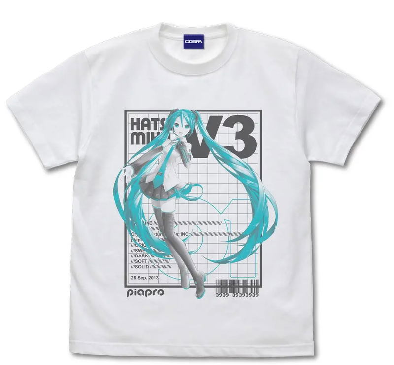 Hatsune Miku - Hatsune Miku V3 T-shirt Ver.3.0 (White | Size L) image 1