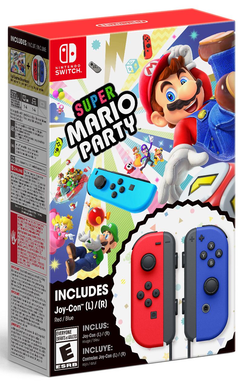 / Blue) Bundle Nintendo for Party (Red Switch Mario Joy-Con Super