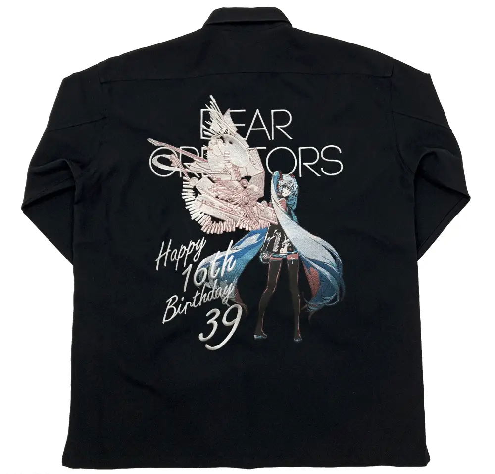 Hatsune Miku Embroidered Shirt Happy 16th Birthday Dear Creators Ver.  (Black | Size L)