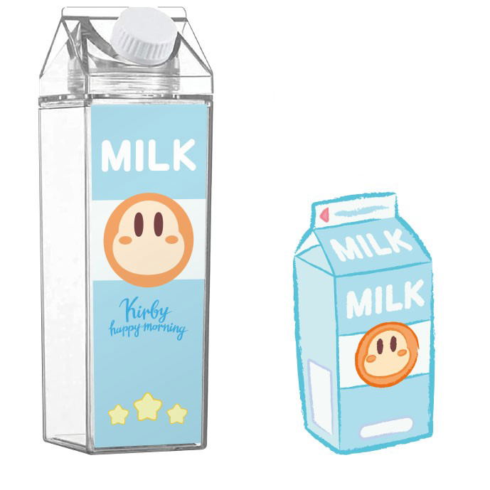 Kirby's Dream Land Kirby Happy Morning Milk Carton Style Bottle image 1