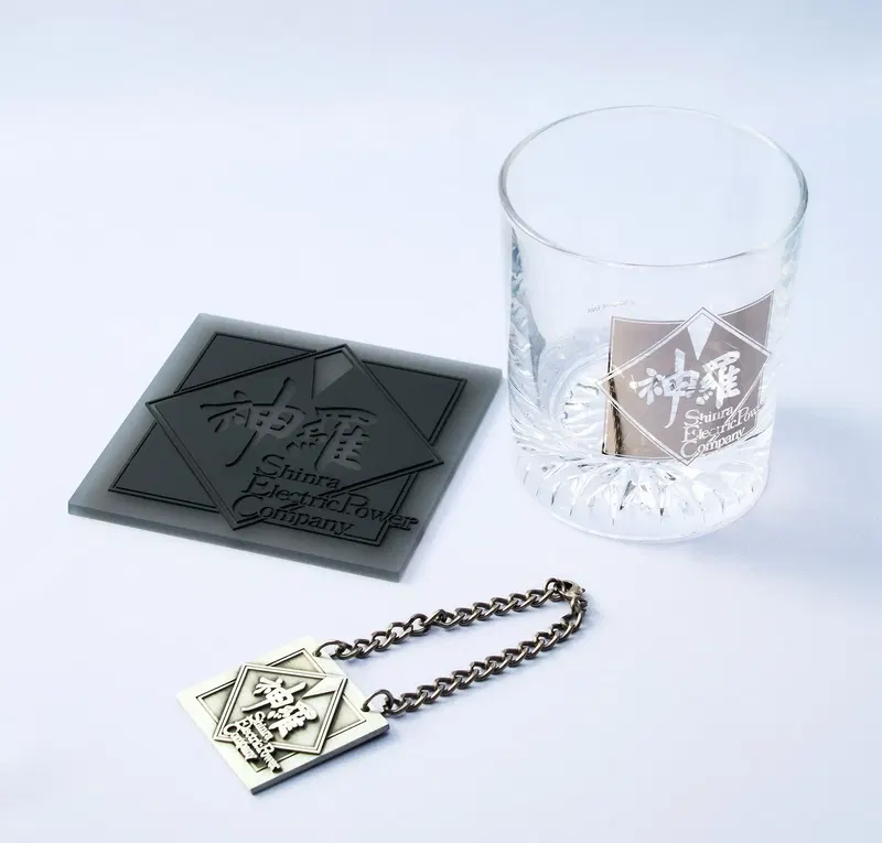 Final Fantasy VII Rebirth Glass & Coaster Set Shinra Electric Power Company image 1