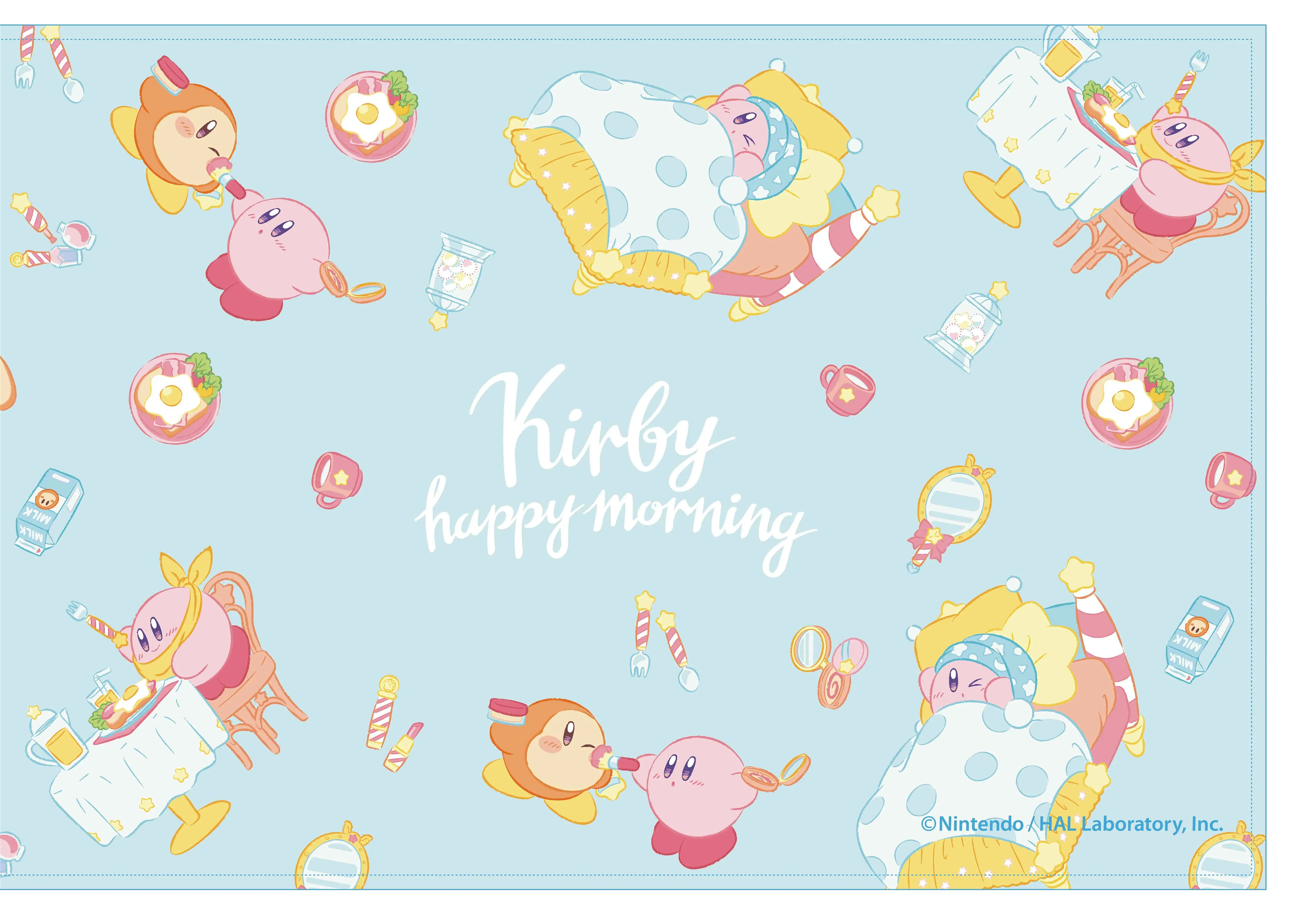 Kirby's Dream Land Kirby Happy Morning Placemat Blue Twinkle