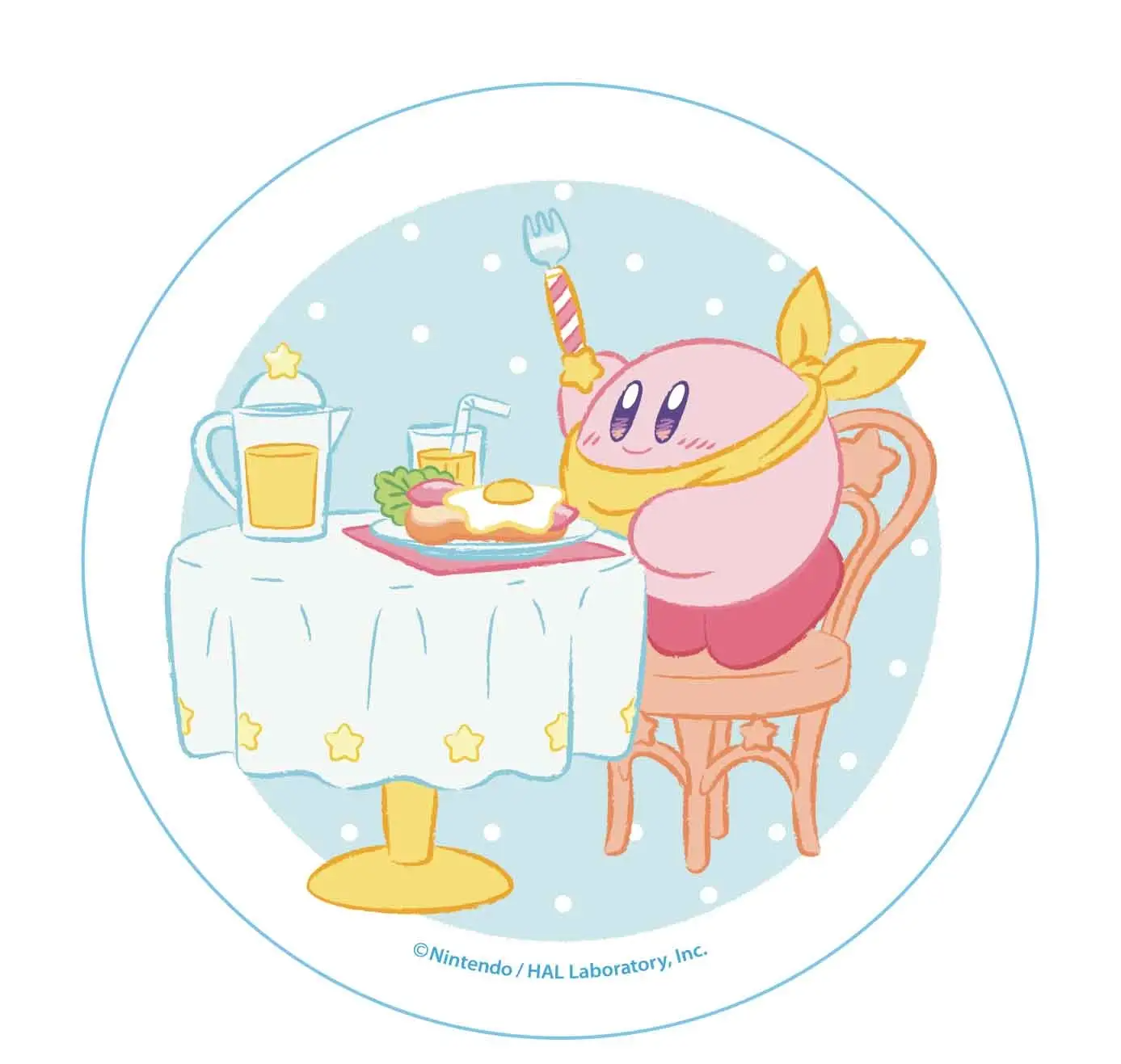 Kirby's Dream Land Kirby Happy Morning Stone Coaster Fun Breakfast Twinkle